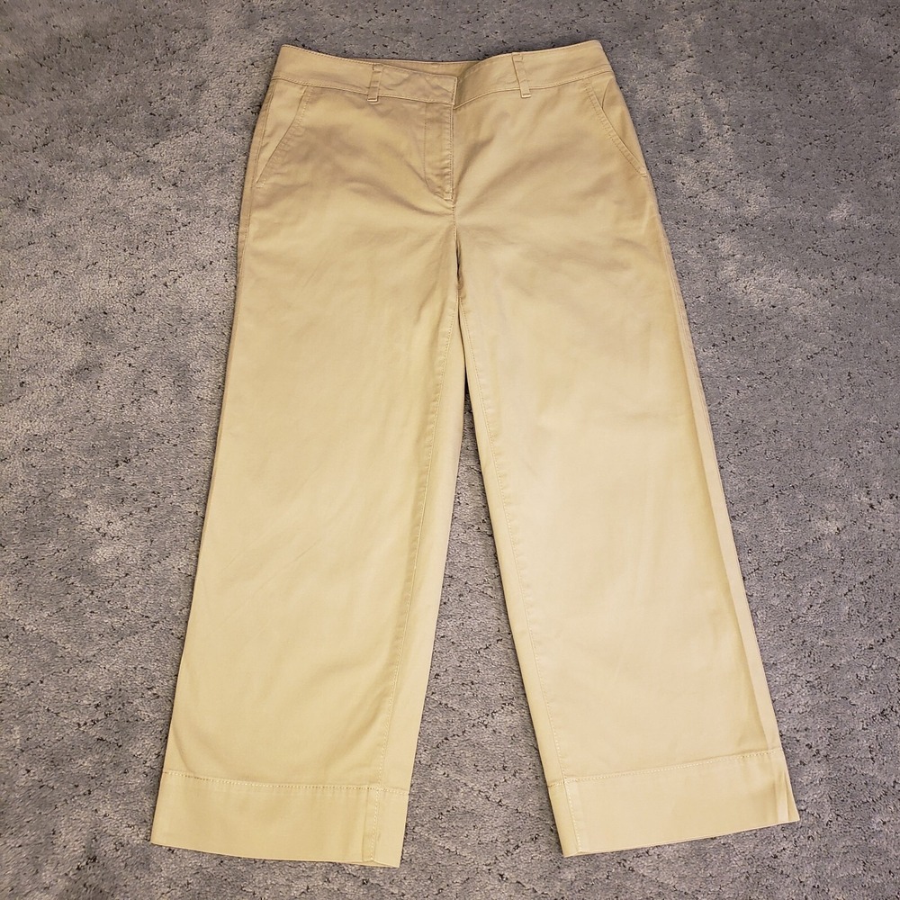 Talbots Pants Womens Size 2 Khaki Wide Leg Crop Mid Rise Loose Relaxed Lagenlook